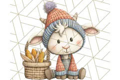 Fall Farm Animal Clipart, Autumn Barnyard PNG Illustrations Product Image 3