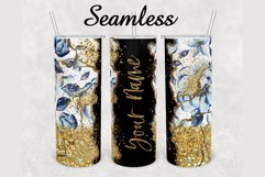 Flower Glitter Gold Agate 20 oz sublimation design tumbler Product Image 1