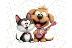 Dog and Cat Friends PNG, Cute Pet Clipart, Funny Animal Art Product Image 3