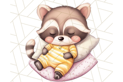 Sleeping Baby Animals PNG, Cozy Pajama Bedtime Clipart Png Product Image 3