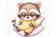 Sleeping Baby Animals PNG, Cozy Pajama Bedtime Clipart Png Product Image 3