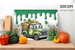 Cute Lucky Truck with Gold Cutting Board PNG Sublimation Des Product Image 1