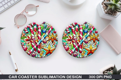 Christmas Car Coaster Sublimation| Christmas Coaster PNG Product Image 1