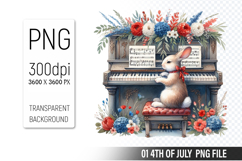 4th Of July Bunny Sublimation Clipart PNG Design Product Image 1
