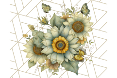 Sunflower and Butterfly PNG Clipart, Bright Jewel Tones Png Product Image 3