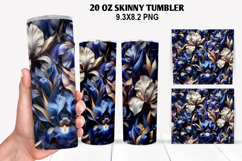 3D Flower Skinny Tumbler 20oz Wrap Design,Flowers Tumble PNG Product Image 1