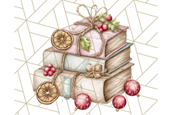 Christmas Book Clipart, Festive Reading PNG Illustrations Product Image 3