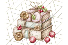 Christmas Book Clipart, Festive Reading PNG Illustrations Product Image 3