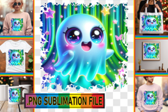 Bright TOTE BAG Gift Ideas PNG, 3D Cute Ghost Product Image 1