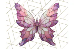 Stained Glass Butterfly PNG Colorful Clipart for Sublimation Product Image 3