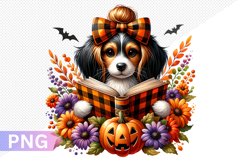 Halloween Dog And Books Sublimation - Clipart PNG Design Product Image 1