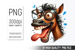Funny Horse Clipart PNG, Sublimation Horse Design Product Image 1