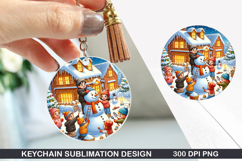 Snowman Keychain Sublimation - Christmas Keychain PNG Product Image 1
