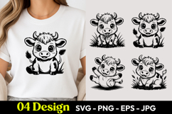 Cute Happy Calf SVG PNG Product Image 1