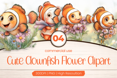 Cute Clownfish Flower Clipart PNG Product Image 1