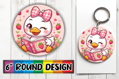 Radiant Circle Sublimation Keychain, Cute Goose Product Image 1