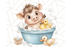 Safari Animal Babies in Bubble Baths, Cute Jungle Animal PNG Product Image 3