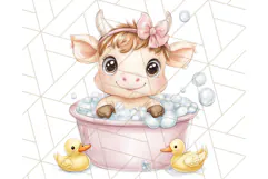 Farm Animal Babies in Bubble Bath PNG, Nursery Clipart Product Image 3