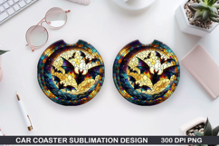 Haunted Bats Car Coaster Sublimation| Halloween Coaster PNG Product Image 1