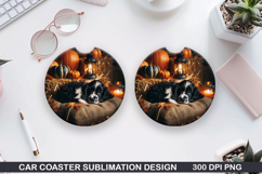 Halloween Dog Car Coaster Sublimation| Halloween Coaster PNG Product Image 1