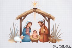 Cute Pink Christmas Watercolor Clipart PNG Product Image 1