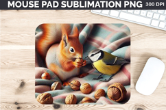 Watercolor Squirrel Mouse Pad Sublimation - Thanksgiving PNG Product Image 1