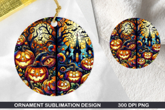 Pumpkin Stained Glass Ornament PNG, Digital Download File Product Image 1