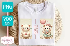 Cute Valentines day sublimation PNG, Cute bears png design Product Image 2
