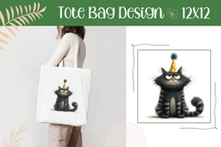 Cartoon Cat Illustration, Funny Cat Tote Bag Template Product Image 1