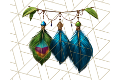 Peacock Christmas Clipart in Jewel Tones, Christmas Png Product Image 3