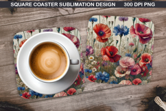 Flowers Coaster Sublimation, Spring Coaster PNG Design Product Image 1