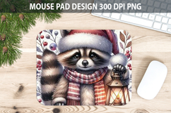 Raccoon Mouse pad Sublimation - Christmas Animal PNG Design Product Image 1