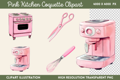 Pink Kitchen Coquette Kitchen Clipart PNG, Product Image 1