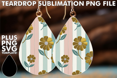 BRIGHT Teardrop Earrings Gift PNG, Gold Flower Product Image 1