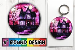 Festive Autumn Stained Glass Keychain Round Design Art Product Image 1