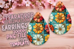 Blossom Burst Sublimation Teardrop Earring Design PNG Product Image 1