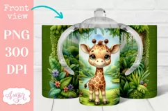 Cute giraffe sippy cup sublimation PNG, Kids 12oz tumbler Product Image 2