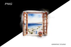 Greece summer clipart, Mediterranean Vacation Clipart Product Image 1