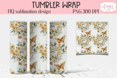 Embroidery butterflies tumbler wrap PNG for sublimation Product Image 2
