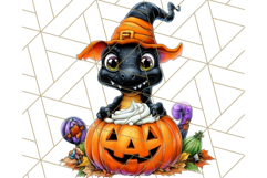 Bright Halloween Dinosaur PNG Clipart with Holiday Elements Product Image 3