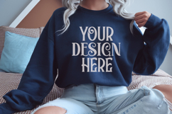 Navy Gildan 18000 Mockup, Sweatshirt Crewneck Mockups Product Image 1