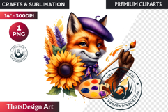 Cute Autumn Animals &amp; Sunflowers - Thanksgiving Clipart Product Image 1