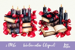 Books PNG with Candles Gothic Smut Dark Romance Clipart Product Image 1
