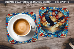 Eagle Coaster Sublimation, 4th Of July Coaster PNG Product Image 1
