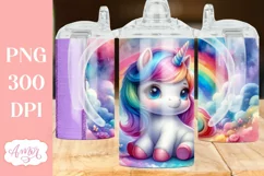 Cute unicorn sippy cup sublimation PNG, Kids tumbler PNG Product Image 2