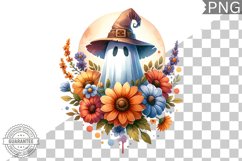 Halloween Ghost And Flowers Sublimation - Halloween Clipart Product Image 1