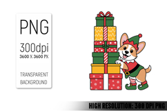 Cute Christmas Dog, Animal Sublimation Clipart PNG Product Image 1
