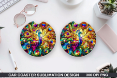 Pavo Car coaster sublimation, Valentines Coaster PNG Product Image 1