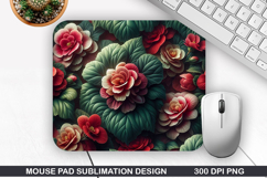 3D Flowers Mouse Pad Sublimation, Flowers Mouse Pad PNG Product Image 1