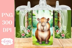 Cute capybara sippy cup sublimation PNG, Kids 12oz tumbler Product Image 3